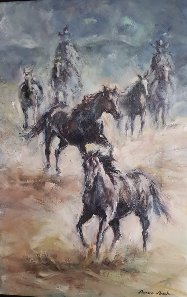 The roundup- Oil painting